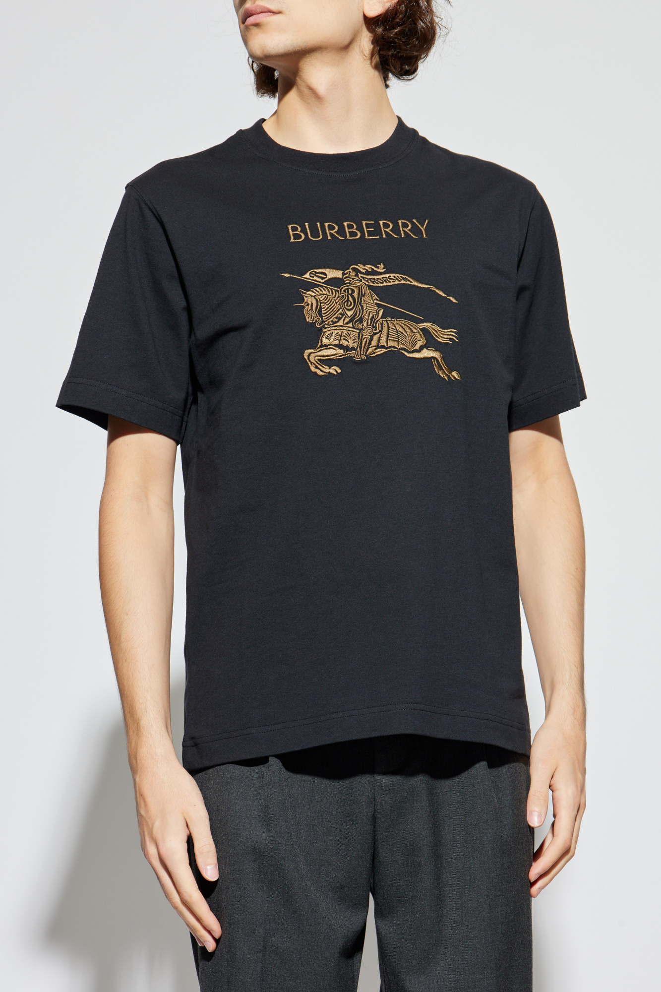 Black T-shirt with embroidered logo Burberry - Vitkac AS